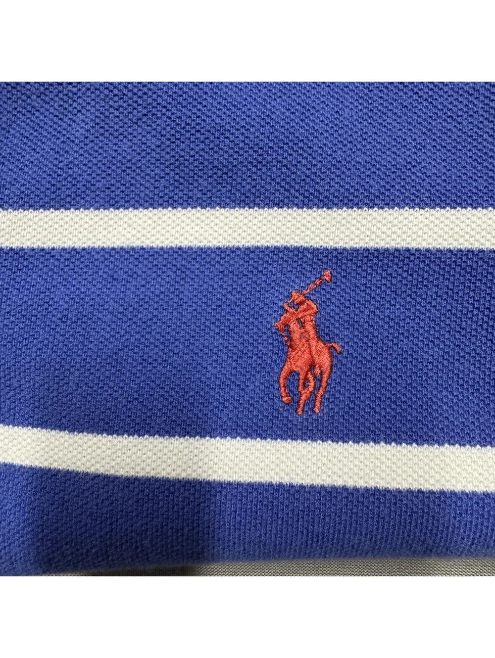 Polo Ralph Lauren Mens Vintage Cotton Striped Polo Shirt XL Blue White 90s Pony